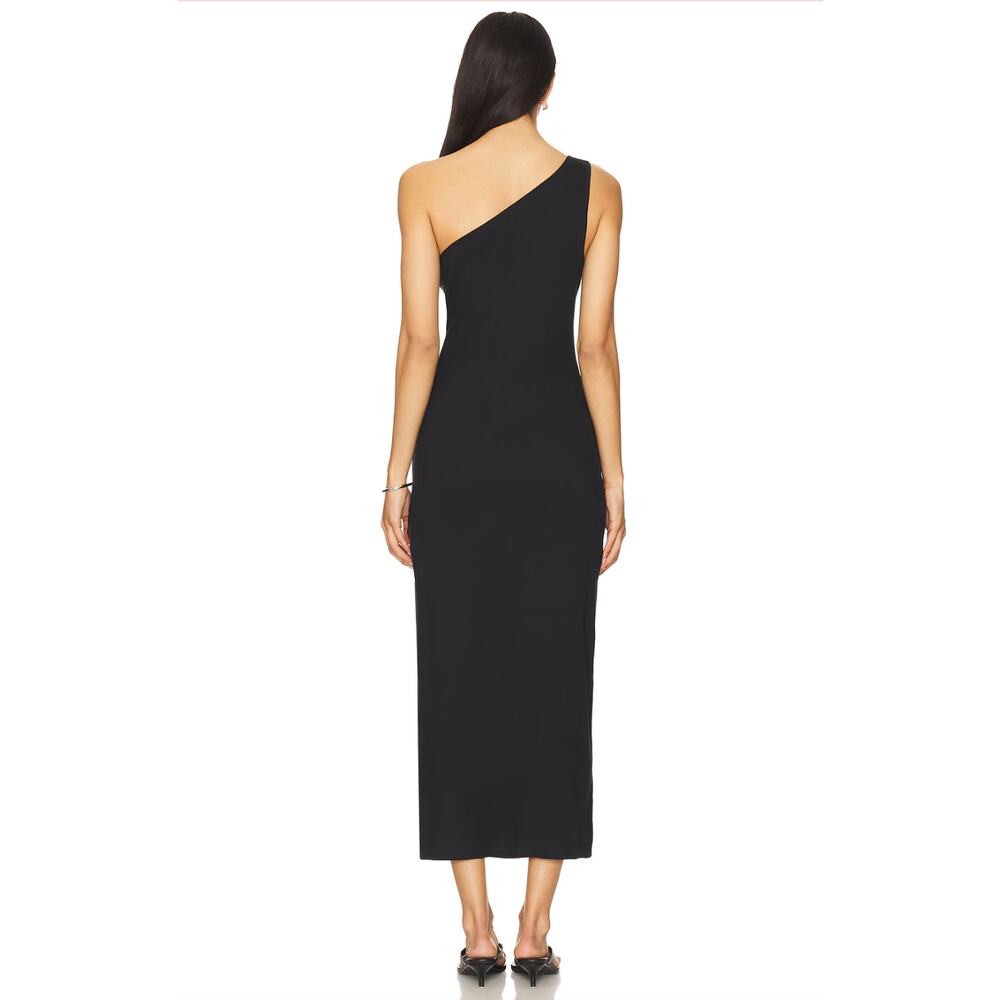Seafolly One Shoulder Jersey Midi Dress Black Ribbed Minimalist Size XL NWT - Picture 2 of 13